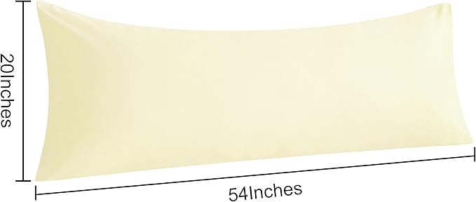 NTBAY Body Pillow Cases Set of 2, 2 Pack Brushed Microfiber 20x54 Pillow Cases, Soft, Wrinkle, Fade, Stain Resistant Ivory Pillow Cases with Envelope Closure, 20x54 Inches, Ivory