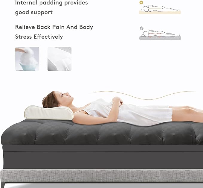 SameBed Mattress Topper Twin,Extra Thick Mattress Pad Cover for Back Pain,Cooling Mattress Protector with 8-21 Inch Deep Pocket,Overfilled Down Alternative Filling,Grey