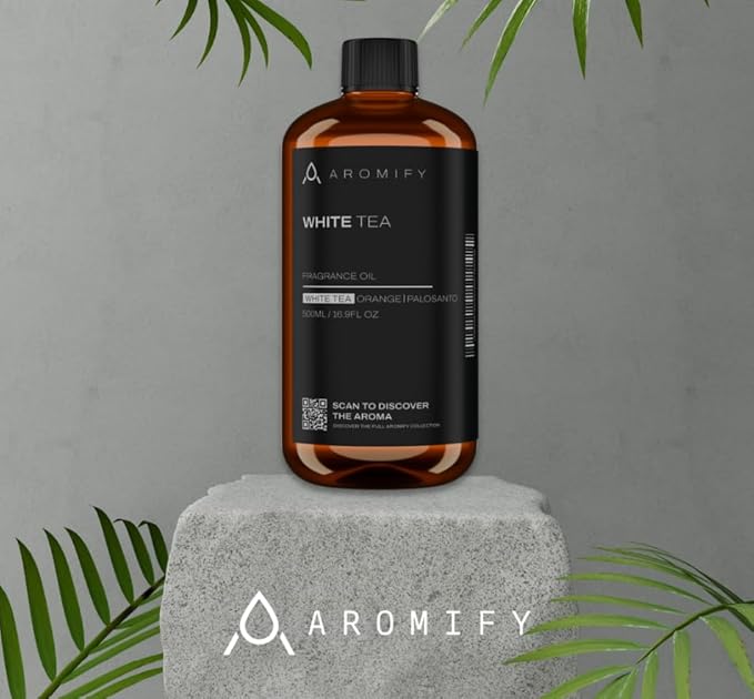 White Tea Diffuser Oil, 16.9 FL Oz, 500 mL, Aroma Essential Oil for Scent Diffusers, Luxury Hotel Scent for Home, Bathroom, Spa & Office, Natural White Tea, Orange & Palosanto Scents