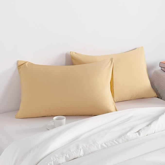 NTBAY Standard Pillow Cases Set of 2, 2 Pack Brushed Microfiber 20x26 Pillow Cases, Soft, Wrinkle, Fade, Stain Resistant Light Taupe Pillow Cases with Envelope Closure, 20x26 Inches, Light Taupe