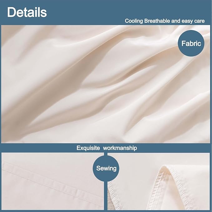 WhatsBedding Body Pillow Cover Cotton Fabric, Long Pillowcase Breathable & Skin-Friendly, Envelope Closure - Beige (20x54 inch)