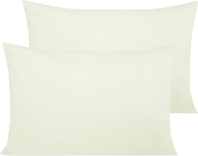 NTBAY Egyptian Cotton Queen Pillowcases - Set of 2, 500 Thread Count Cotton Pillowcases - Soft and Breathable Envelope Closure Pillow Cases - 20x30 Pillow Covers for Bed, Ivory