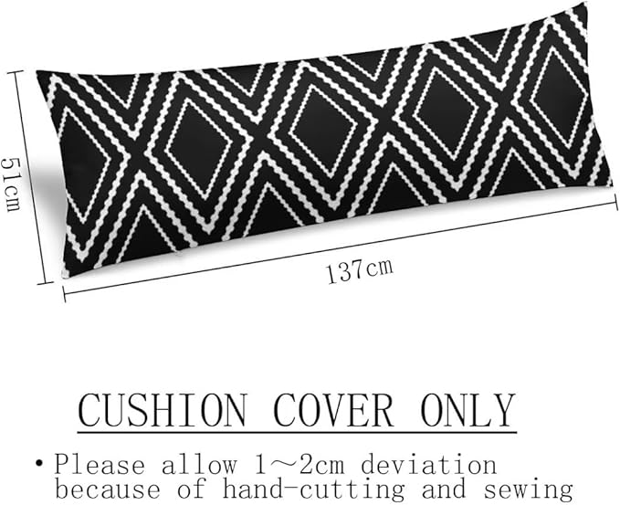 Black Body Pillow Cover Black and White Long Pillow Case with Zipper Boho Aztec Polyester Pillowcases Farmhouse Bedding Pillowcase Decorative Soft Cushion Pillow Covers for Bedroom,Couch,20"x54"