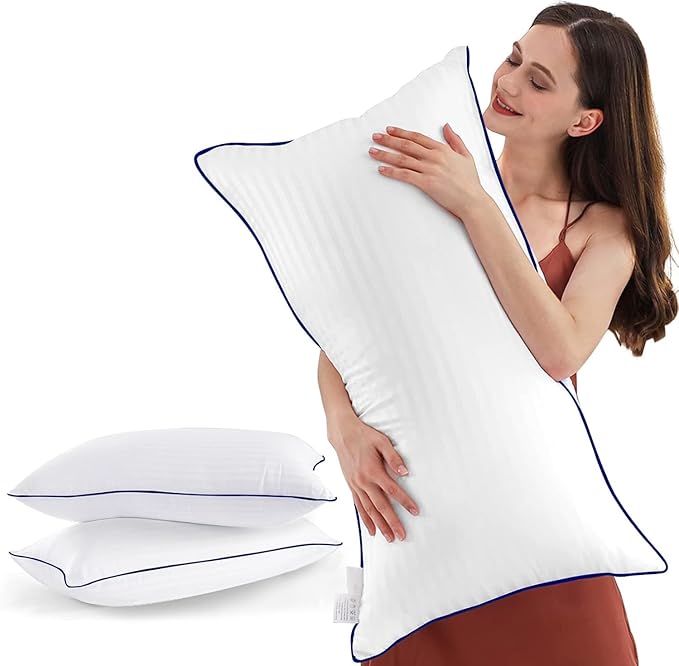 SEMZSOM Bed Pillows for Sleeping, Queen Size Set of 2 Luxury Hotel Pillows with Premium Soft Down Alternative Filling for Back, Stomach and Side Sleepers