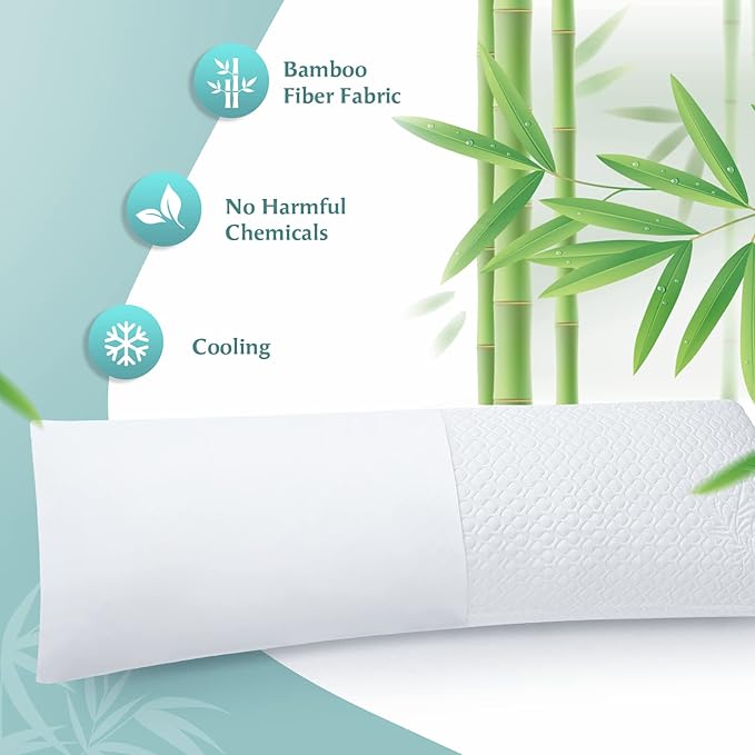 Rainmr Extra Thick Body Pillow Memory Foam – Long Pillow for Adults – Thicker Inner Case – Soft & Cooling Double Pillowcases, 20 x 54 inchesThicker Inner Body Pillow