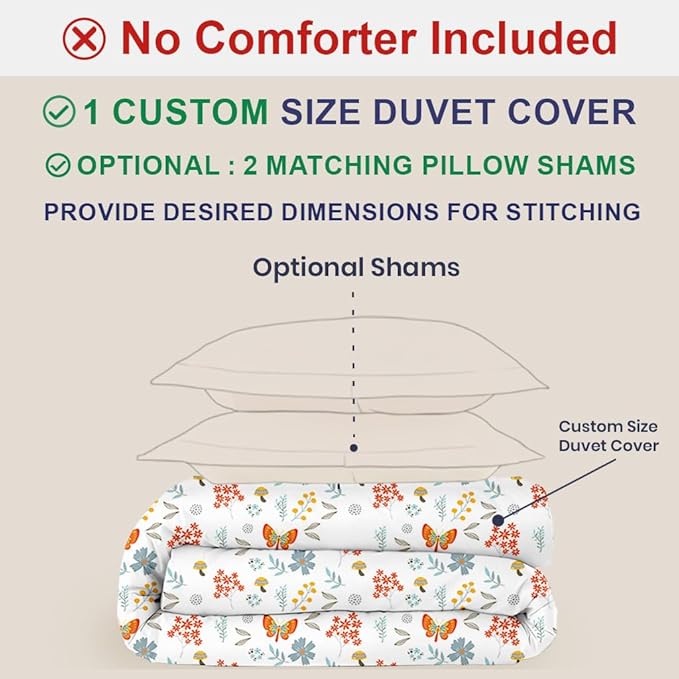 Kotton Culture Custom Duvet Cover - 100% Egyptian Cotton 600 Thread Count Soft Breathable Durable Customizable Comforter Cover(Desired Dimensions)- Zipper Closure & 7 Internal Ties-Rain Forest