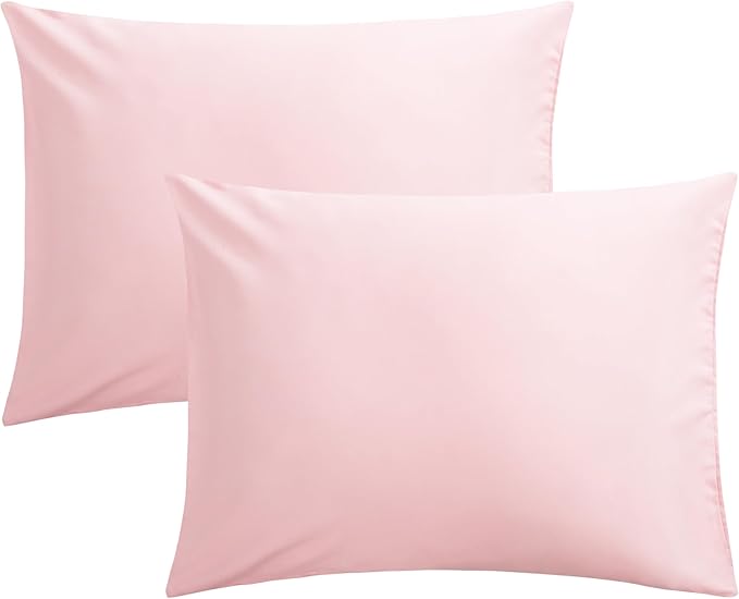 FLXXIE Pillow Cases Standard Size, Soft Microfiber Pillow Covers with Envelope Closure, Wrinkle, Stain Resistant Pillowcases, 2 Piece Set, 20x26, Blush Pink