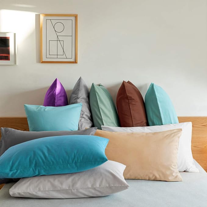 FLXXIE Pillow Cases Standard Size, Soft Microfiber Pillow Covers with Envelope Closure, Wrinkle, Stain Resistant Pillowcases, 2 Piece Set, 20x26, Blue