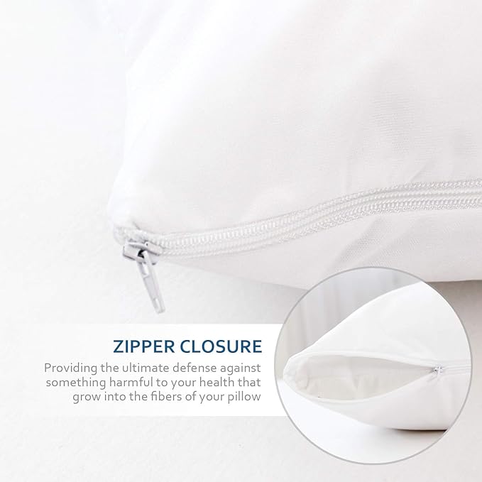 22x22 Pillow Cover Waterproof Pillow Protector Set of 4 for Square Throw Pillow 22x22 Inch, White Zippered Pillow Protector, Feather Proof Pillow Case Protector