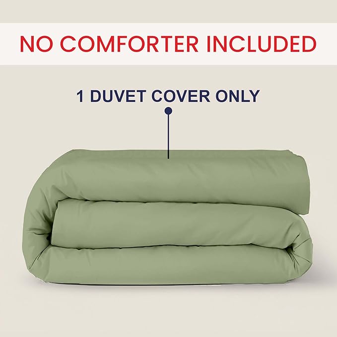 Kotton Culture 1 Pc Duvet Cover King Size-100% Egyptian Cotton 600 Thread Count Ultra Soft Premium Durable Comforter Cover Zipper Closure & Corner Ties - (Moss Green, 104" X 94")