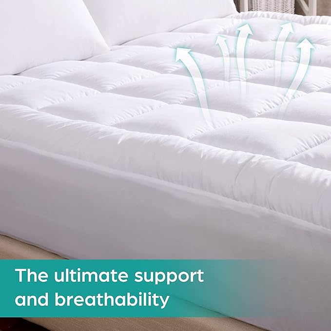 WhatsBedding Waterproof Mattress Pad Twin XL Size Cotton Top Down Alternative Filling Pillowtop Mattress Topper Cover-Fitted Quilted (Waterproof Twin XL)
