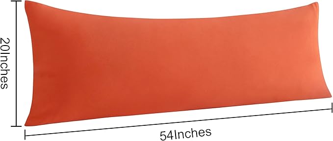 NTBAY Body Pillow Cases Set of 2, 2 Pack Brushed Microfiber 20x54 Pillow Cases, Soft, Wrinkle, Fade, Stain Resistant Brunt Orange Pillow Cases with Envelope Closure, 20x54 Inches, Brunt Orange