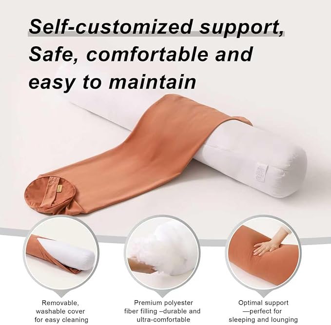 Body Pillow for Adults,Long Round Pillow,Big Cylindrical Pillow,Large Full Bolster Pillows for Side Sleepers (Amber Orange, 39.37"*7.87")