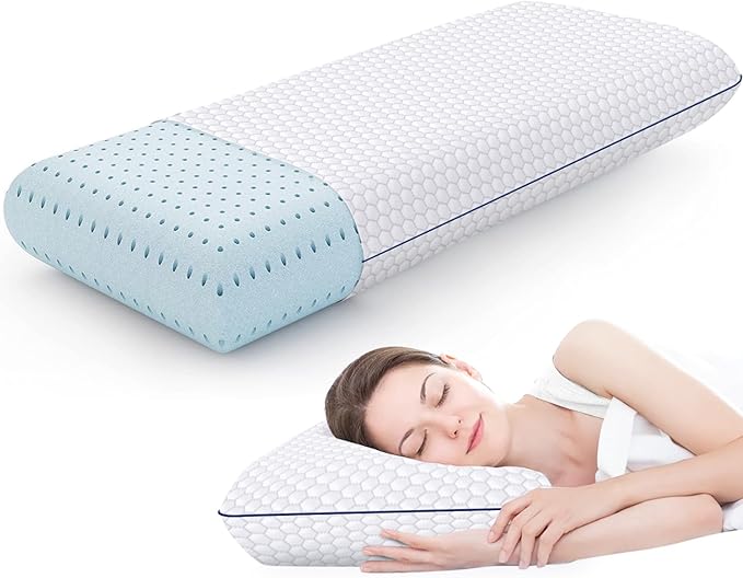 CushyOasis Memory Foam Pillows for Side, Back and Stomach Sleepers, Bed Pillow with Washable Cover and Breathable Mesh, Bed Pillow for Sleeping King Size (Grey)