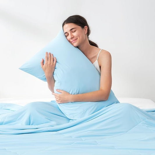 Cozy Bliss Cooling Pillow Cases for Hot Sleepers, Q-Max>0.45, Standard Size Set of 2, Soft & Silky Pillow Covers with Envelope Closure,Gift, Cool Blue, 20x26 Inches