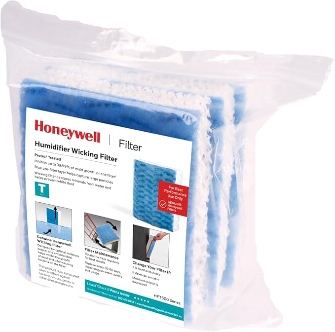 Honeywell HFT600 Replacement Wicking Filter T, Humidifier Filters Replacement, 3 Count