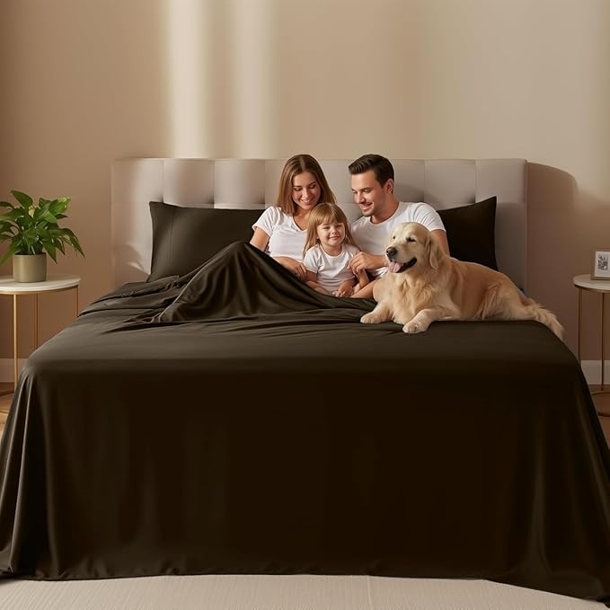 Utopia Bedding California King Size Sheet Set – 4 Piece Bed Sheets, Soft and Breathable Microfiber, Includes 1 Fitted Sheet, 1 Flat Sheet and 2 Pillowcases – Oeko Tex (Brown)