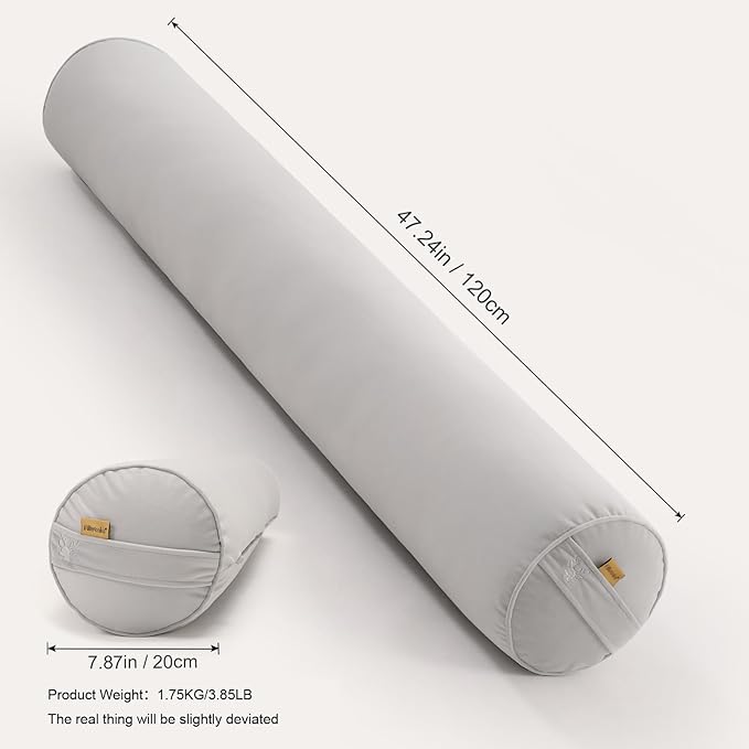Body Pillow for Adults,Long Round Pillow,Big Cylindrical Pillow,Large Full Bolster Pillows for Side Sleepers (Silver Gray, 47.24"*7.87")