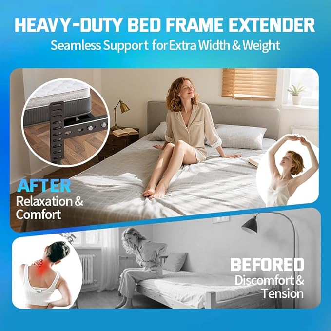 2 Pack Adjustable Headboard Bracket, Universal Metal Bed Frame Headboard with Extra Thick Steel,Bed Footboard Extension kit-Noise Free & Wobble Proof,Powder Coated Black Fit Twin/Full/Queen/King Size