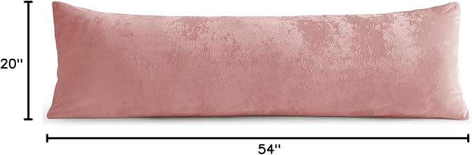 BEDELITE Velvet Body Pillow Cover with Zipper, Soft and Plush 20x54 Long Pillow Case, Velvety Smooth and Cozy Body Pillow Pillowcase for Bedroom and Couch, for All Seasons(Dusty Pink)