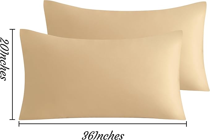 NTBAY King Pillow Cases Set of 2, 2 Pack Brushed Microfiber 20x36 Pillow Cases, Soft, Wrinkle, Fade, Stain Resistant Light Taupe Pillow Cases with Envelope Closure, 20x36 Inches, Light Taupe