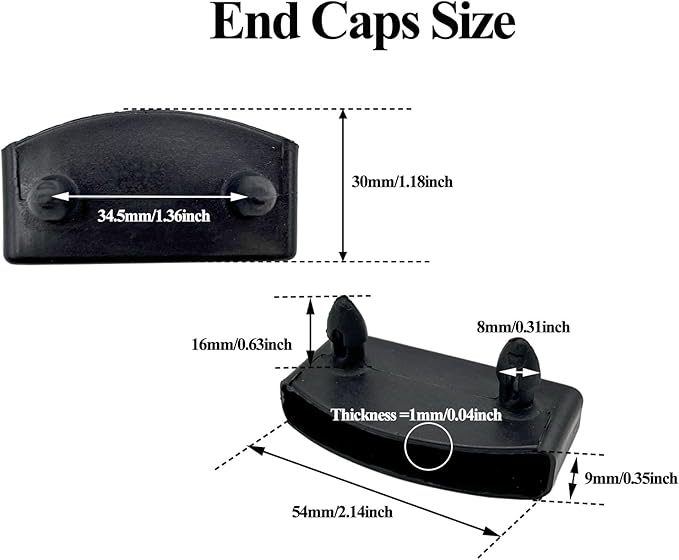 20pcs 54x9mm Black Replacement Bed Slat Plastic End Caps Holders for Holding Securing Wooden Slats Bed Base,Width 54mm x Height 9 mm (Inside Dimension)