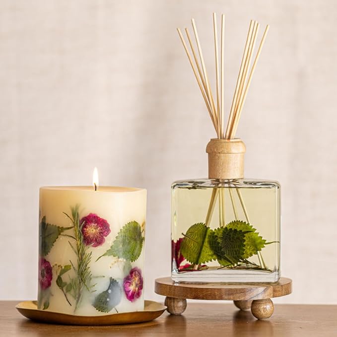 Rosy Rings Essence of Christmas Botanical Reed Diffuser 13oz – Lasts 6-12 Months Floral Aromatherapy Winter Home Fragrance Gift Notes of Eucalyptus, Balsam Fir, Cedarleaf, Pine Cone, Vetiver with Pine