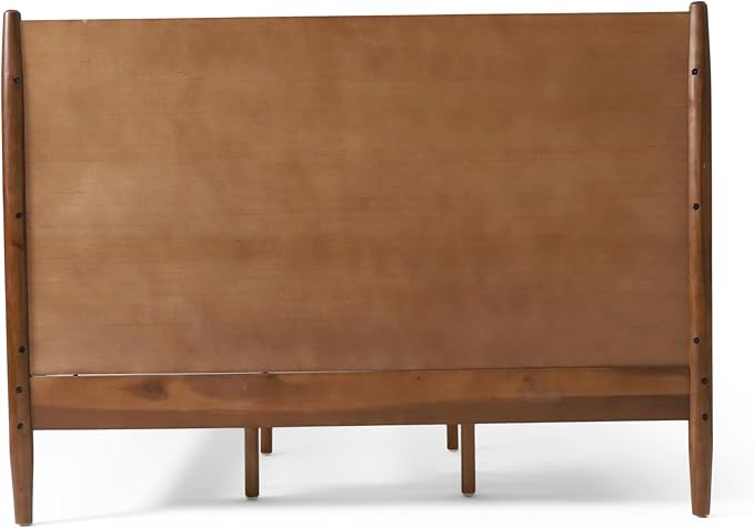 Merax California King Size Solid Wood Platform Bed, Mid-Century Modern Bed Frame with Splayed Legs, 600 lbs Weight Capacity, No Box Spring Needed, Brown