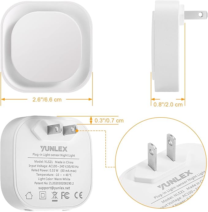 YUNLEX 2 Pack Daylight White Night Light, Gentle Eye-Care with Dimmable Wide-Glow & Indirect Reflection, Auto Dusk to Dawn Sensor, Plug in for Kitchen Counter, Garage Workshop, Laundry, Hallway