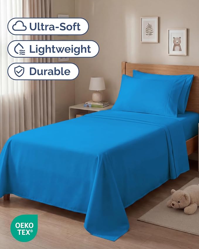 Twin 4 Piece Sheet Set - Comfy, Breathable & Cooling - Hotel Luxury Bedding for Women, Men, Kids, Teens & Children - 1 Flat & 1 Fitted Sheet & 2 Pillowcases w/ Deep Pockets - Wrinkle Free - Royal Blue