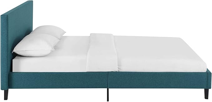 Modway Anya Upholstered Teal Full Platform Bed with Wood Slat Support