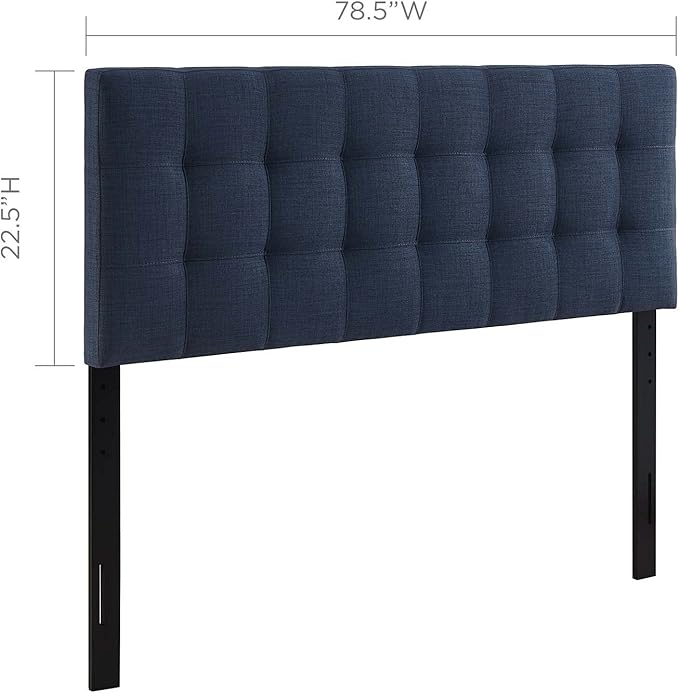 Modway Lily Tufted Linen Fabric Upholstered King Headboard in Navy