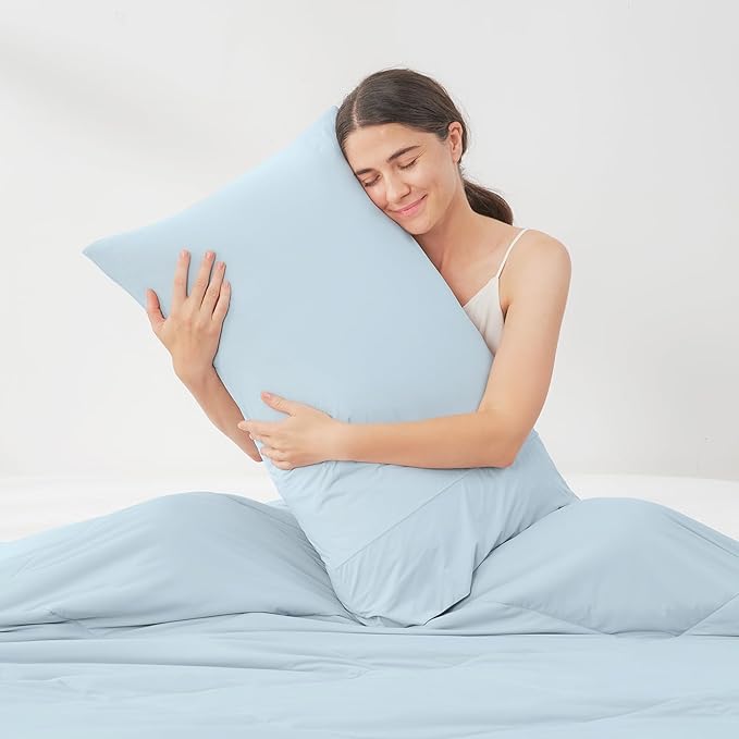 Cozy Bliss Cooling Pillow Cases for Hot Sleepers, Q-Max>0.45, King Size Set of 2, Soft & Silky Pillow Covers with Envelope Closure,Gift, Blue, 20x36 Inches