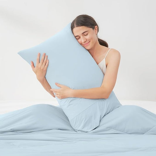 Cozy Bliss Cooling Pillow Cases for Hot Sleepers, Q-Max>0.45, Standard Size Set of 2, Soft & Silky Pillow Covers with Envelope Closure,Gift, Blue, 20x26 Inches