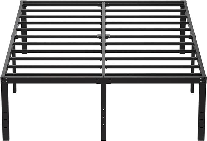 EMODA 20 Inch King Bed Frame No Box Spring Needed, Heavy Duty Tall Metal Platform with Large Storage Space, Noise Free, Easy Assembly, Black