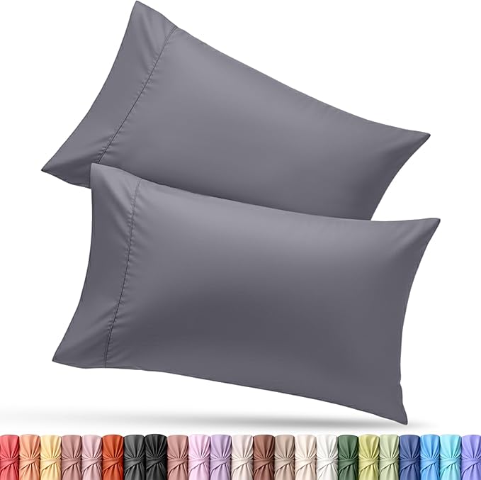Utopia Bedding King Pillow Cases - 2 Pack - Envelope Closure - Soft Brushed Microfiber Fabric - Shrinkage and Fade Resistant Pillow Covers King Size 20 X 40 Inches (King, Grey)