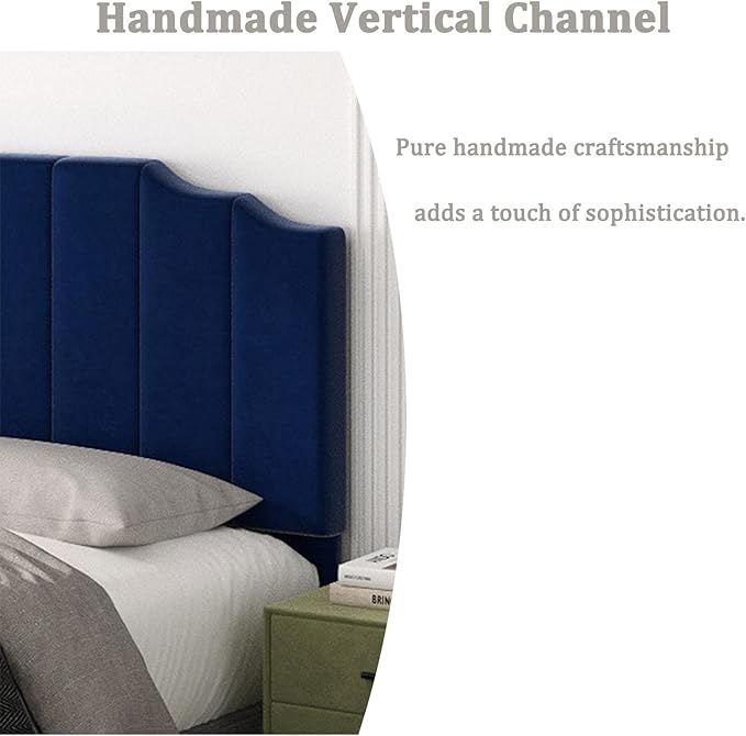 Befurtori King Size Headboard Only, Velvet Wall Mounted Headboard King for Adjustable Bed Modern Upholstered Head Board Easy Assembly, Navy Blue
