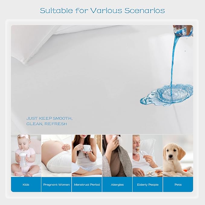 GRT 1 Pack 100% Waterproof Mattress Protector Twin Size, Breathable & Noiseless Waterproof Mattress Cover Fitted Deep Pocket from 5" to 19", Smooth Washable Twin Bed Protector - Vinyl Free