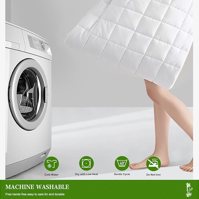 UNILIBRA Full Mattress Pad Waterproof Rayon Made from Bamboo, Fitted Deep Pocket Mattress Cover fits 6''-19'', Breathable Quilted Mattress Protector, White