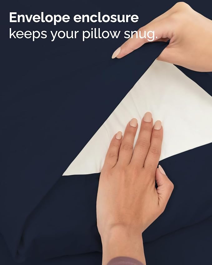 Twin XL 4 Piece Sheet Set - Comfy Breathable & Cooling - Hotel Luxury Bedding for Women, Men, Kids, Teens & Children - 1 Flat & 1 Fitted Sheet & 2 Pillowcases w/ Deep Pockets, Wrinkle Free - Navy Blue