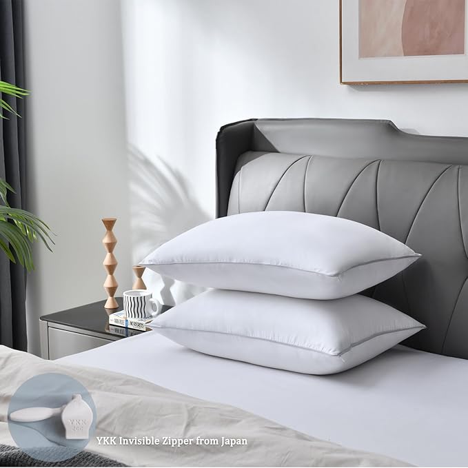 Precoco Pillow Protectors with Zipper Queen Size, Premium Soft 100% Long-Staple Cotton Pillow Cases Queen Size Set of 2, White Pillow Covers Hidden Zippered Pillow Case Protector for Gift, 20x30