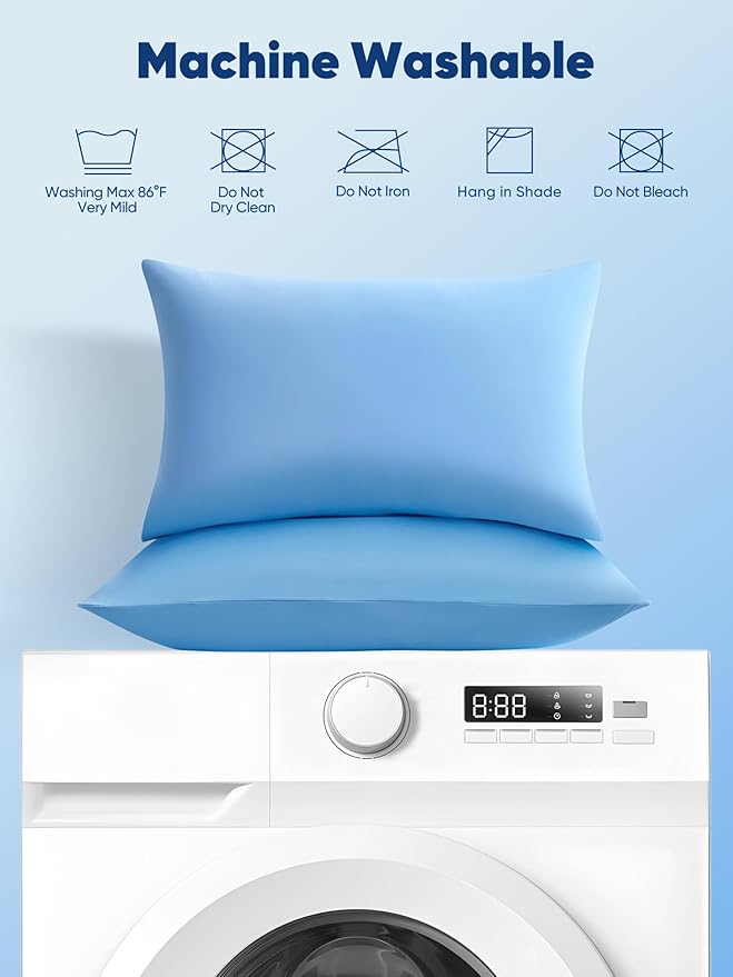 Avolare Cooling Pillow Cases Queen Size Set of 2,Arc-Chill 3.0 Cool Pillowcases for Hot Sleepers(Q-Max>0.5),Breathable&Stretchy Fabric,Softer Than Silk,Zipper Pillow Cases,Blue