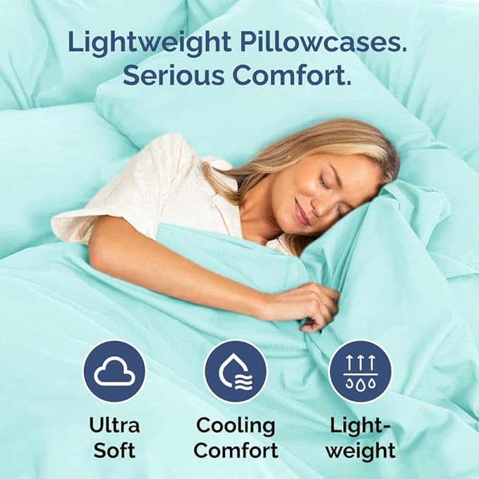 Body Pillowcases Set of 2-20x54 Long Body Pillow Case - Soft Body Pillow Cover for Sleeping & Side Sleepers - Comfy, Breathable & Wrinkle Free - Machine Washable w/Envelope Enclosure (Spa Blue)