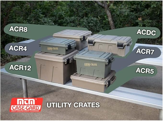 MTM ACR4-18 Ammo Crate Utility Box-Carry up to 65lbs of gear-Stackable design, double padlock for security - Water-resistant O-ring seal - Army Green