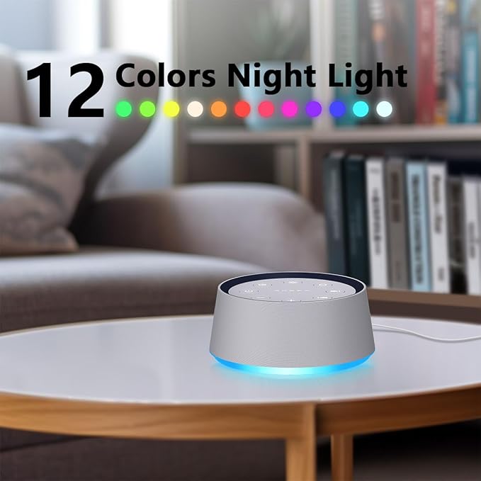 Sound Machine with 30 Soothing Sounds White Noise Machine 12 Colors Night Light for Baby Adults Kids Sleep Machines 36 Volume Levels 5 Timers for Home Office