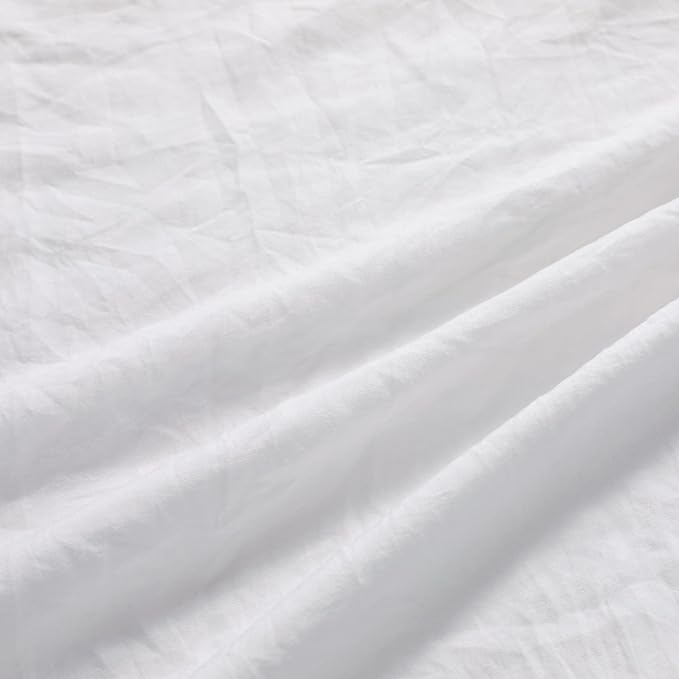 CAROMIO Ruffle Duvet Cover King Size, 3PCS Soft Washed Microfiber Vintage French Country Duvet Cover Set with Button Closure, White, 104x90 in