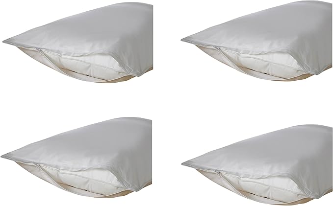 Dependable Industries Deluxe Zippered Vinyl Pillow Covers 4-Pack - 20"x29" Waterproof Protectors, Ideal for Home, Hotel, Hospital - Long-Lasting Pillow Protection