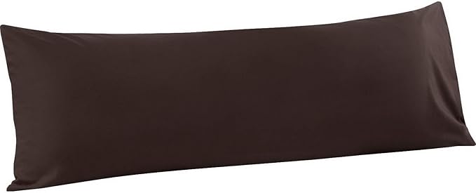 FLXXIE Body Pillow Cover - Super Soft Microfiber 20x54 Body Pillow Case - Envelope Closure, Wrinkle, Stain Resistant 20x54 Long Pillowcase, Dark Brown
