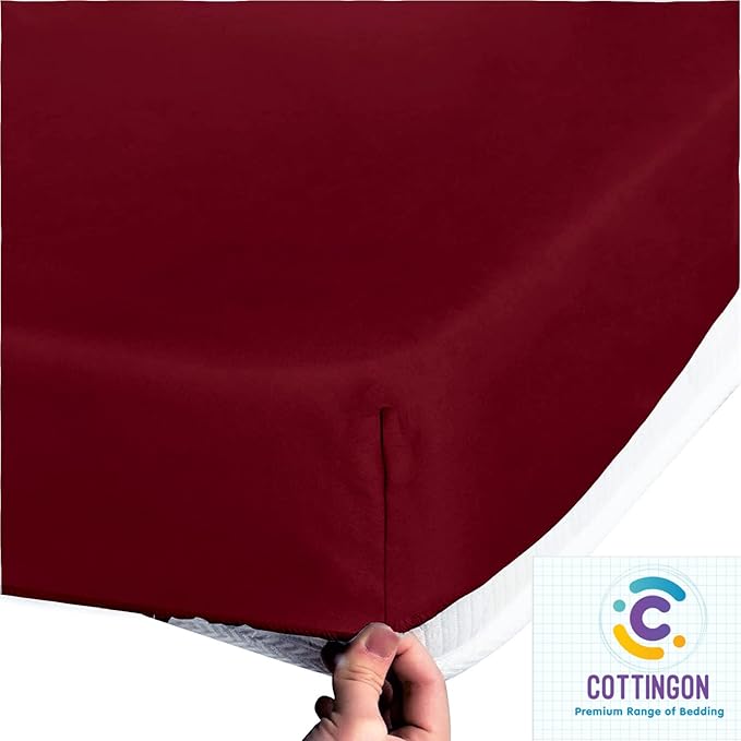 Top Split King Fitted Sheet for Adjustable beds,Half Split King Fitted Sheet for Adjustable beds only Split Down 34 inches from The Top,Split Head Flex King Sheet (Burgundy)