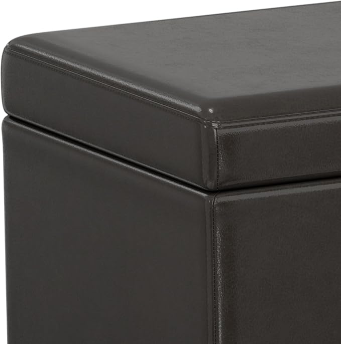 SIMPLIHOME Avalon Extra Large Storage Ottoman Bench - 54 inch Wide Upholstered Vegan Leather Rectangular Lift-Top Ottoman in Tanners Brown, Contemporary Bench for Living Room with Hidden Storage